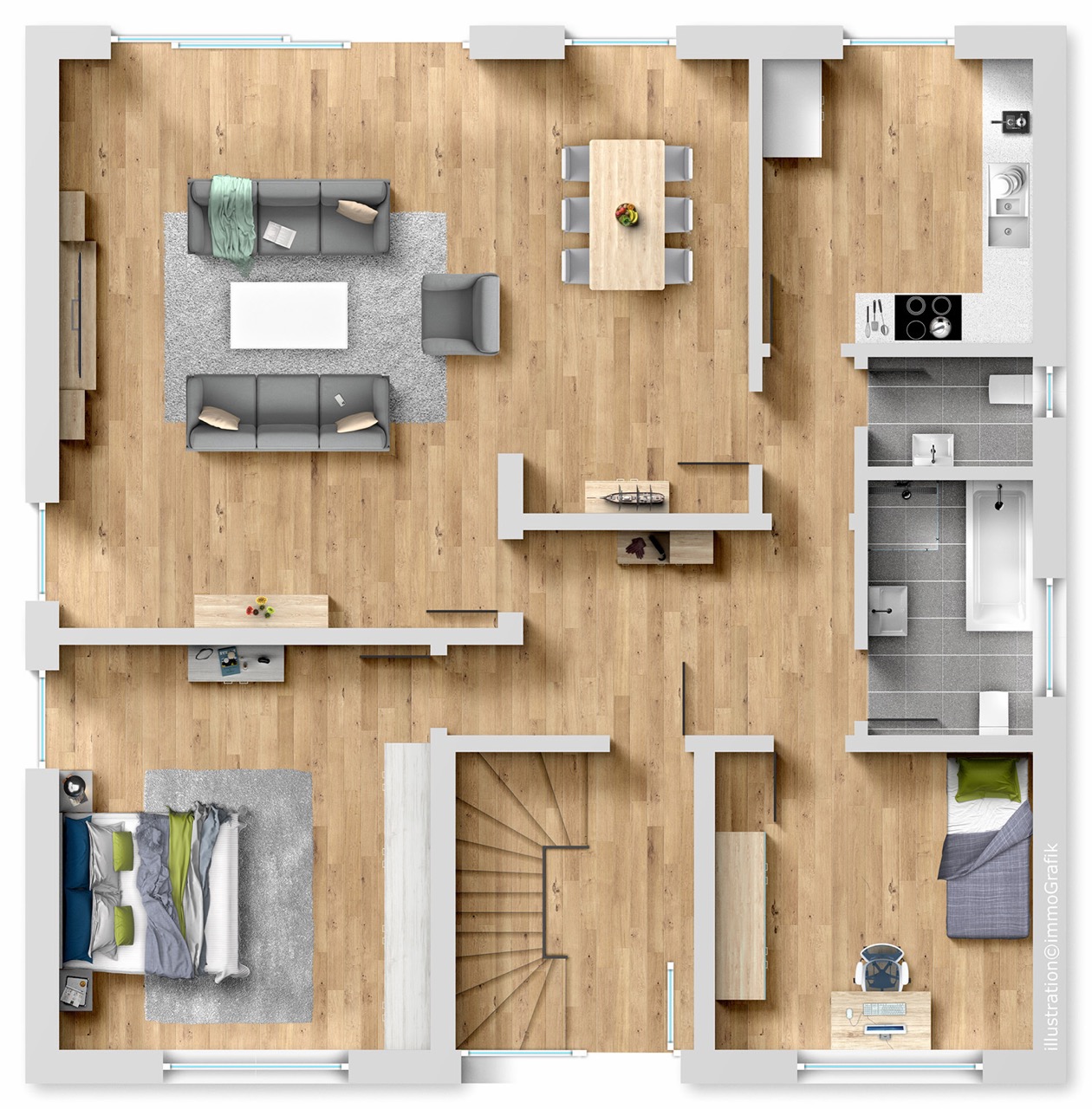 Fotorealistischer Grundriss Eigentumswohnung