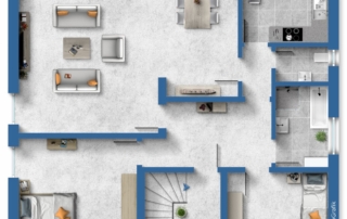 Fotorealistischer Grundriss Einfamilienhaus