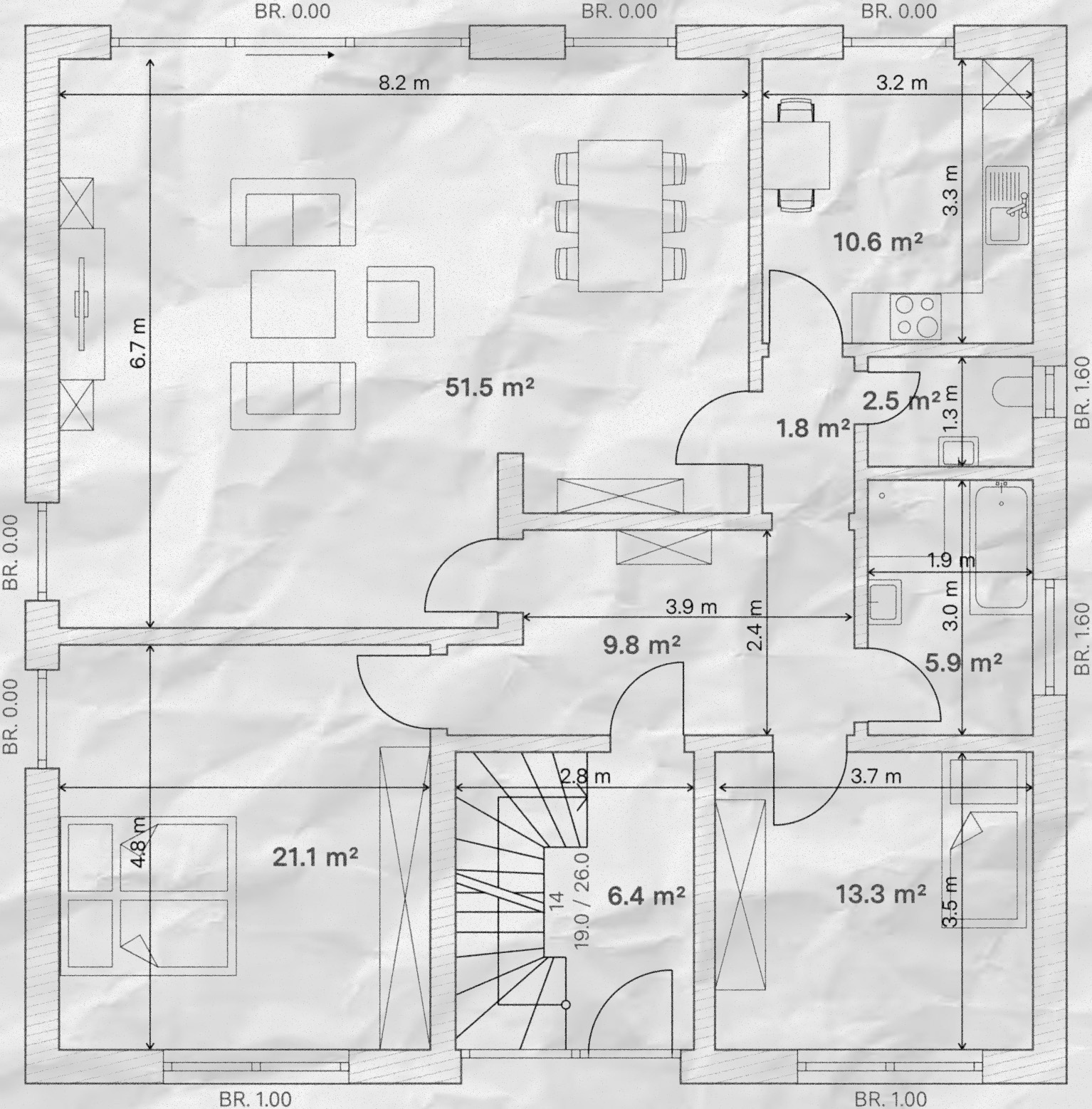 Technischer Grundriss, nicht für den Verkauf optimiert